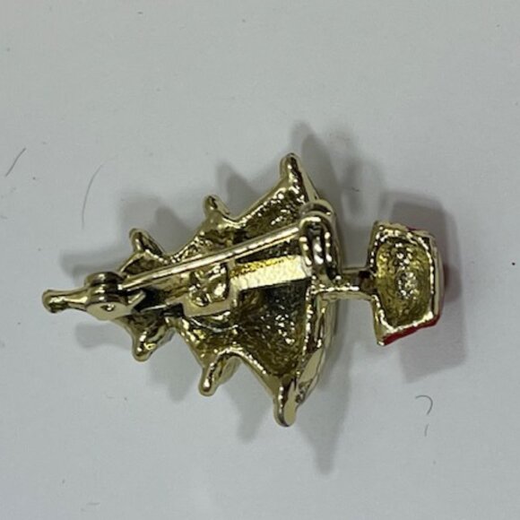 Classic Holiday Christmas Tree in Pot Brooch Pin Glittered Texture .75"x1.25" - Picture 7 of 10